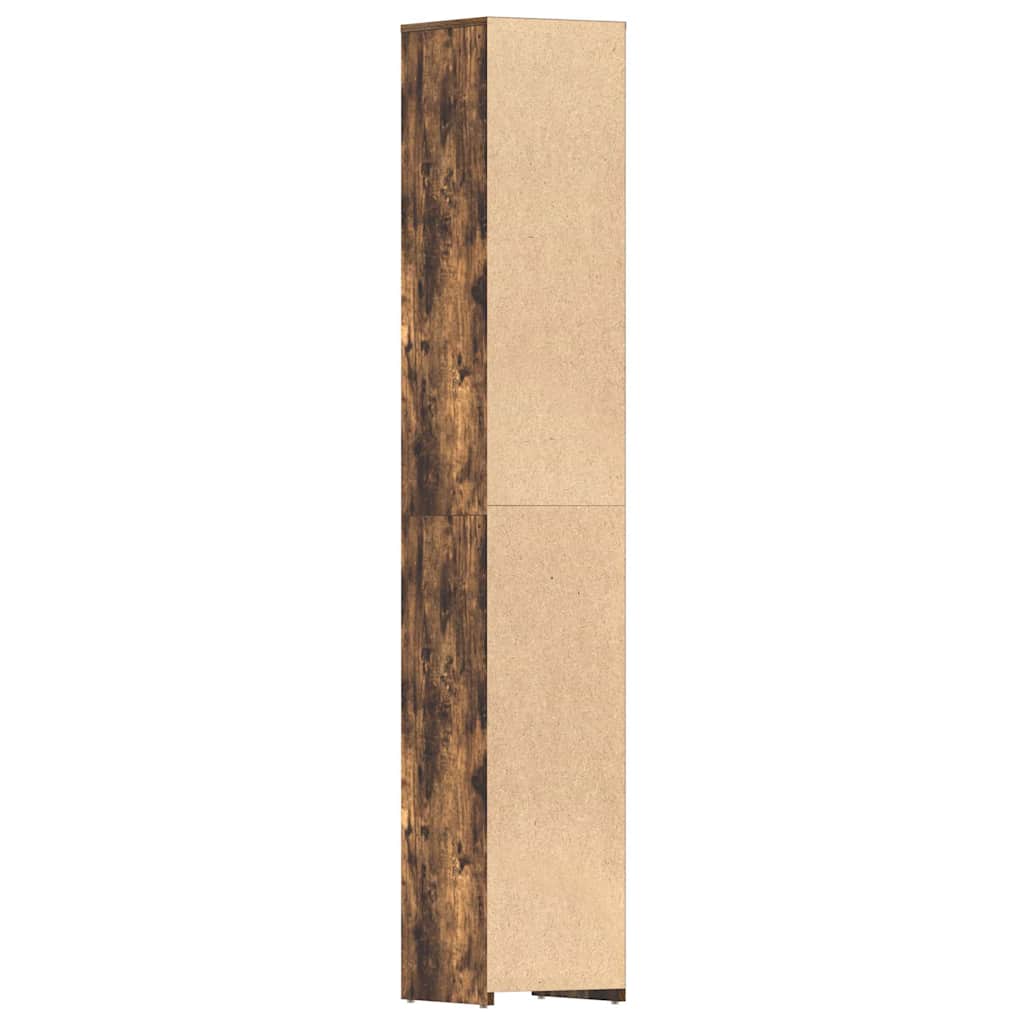 815519 vidaXL Bathroom Cabinet Smoked Oak 30x30x183,5 cm Engineered Wood