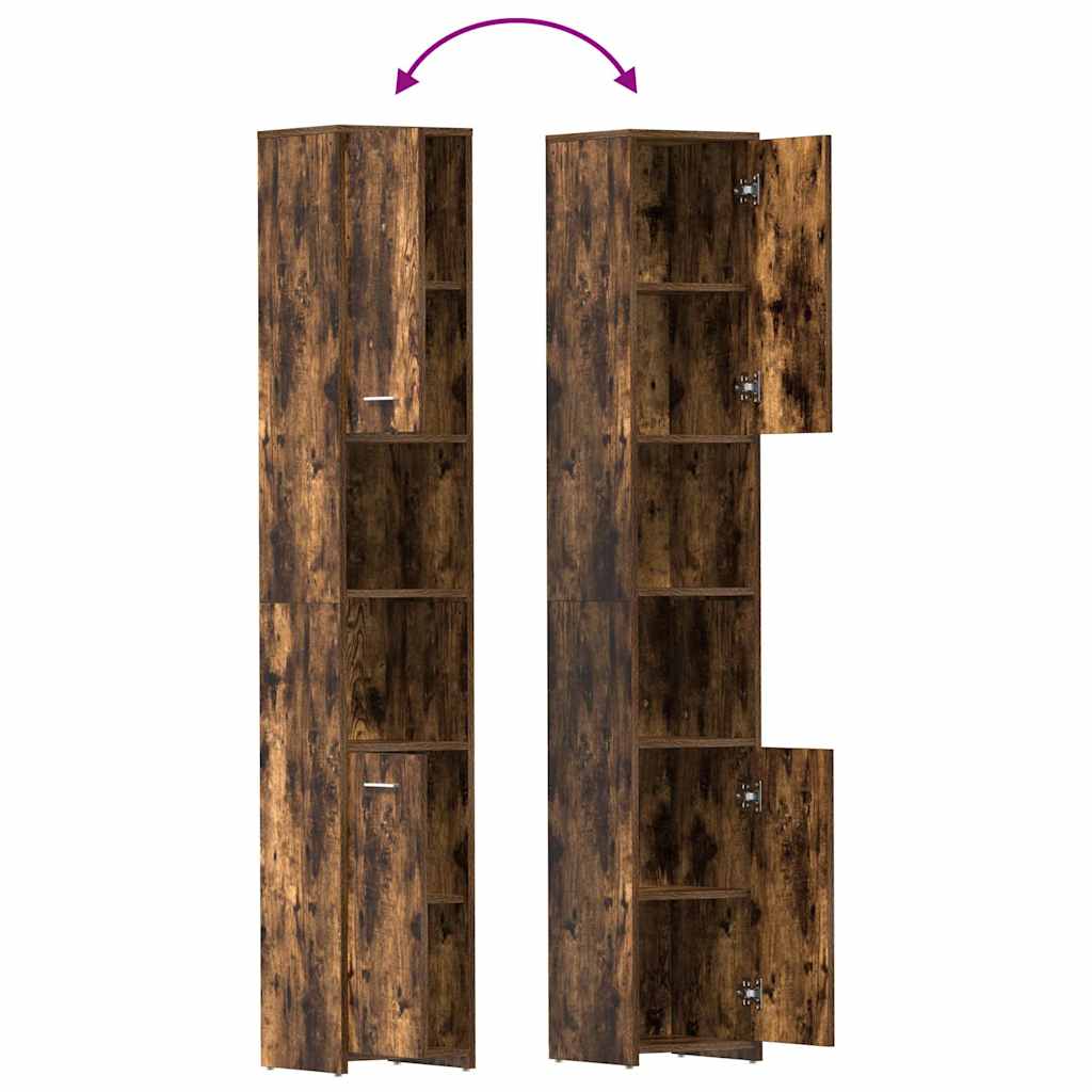815519 vidaXL Bathroom Cabinet Smoked Oak 30x30x183,5 cm Engineered Wood