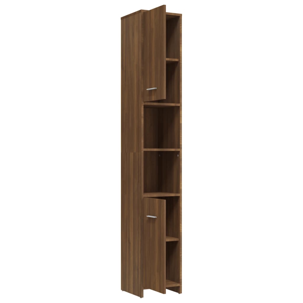 vidaXL Bathroom Cabinet Brown Oak 30x30x183.5 cm Engineered Wood