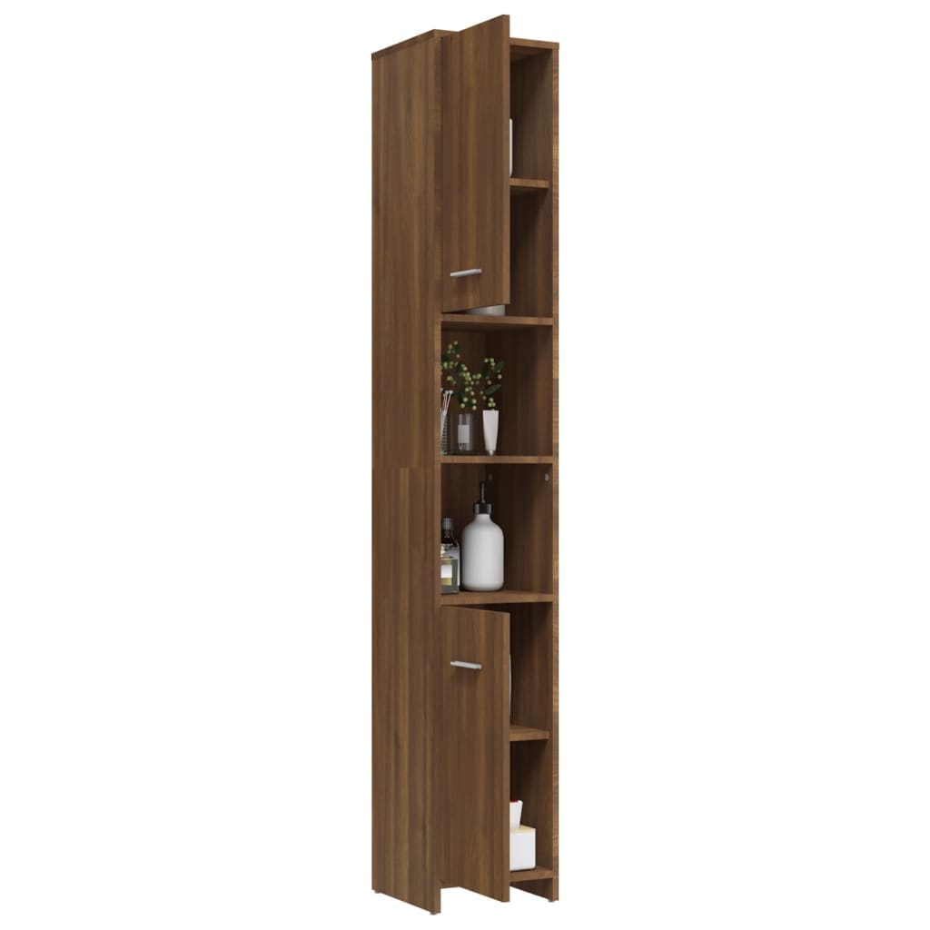 vidaXL Bathroom Cabinet Brown Oak 30x30x183.5 cm Engineered Wood