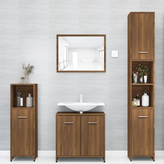 vidaXL Bathroom Cabinet Brown Oak 30x30x183.5 cm Engineered Wood