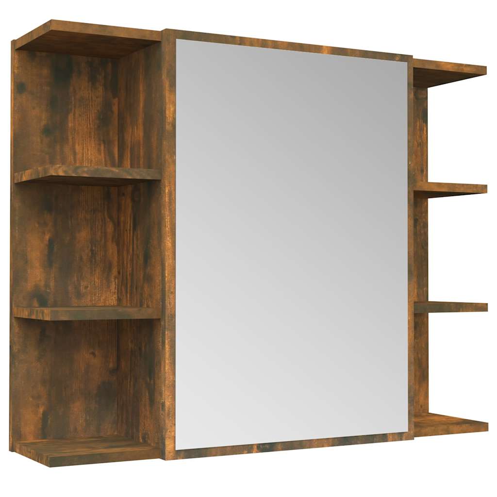 Bathroom Mirror Cabinet Smoked Oak 80x20,5x64 cm Engineered Wood