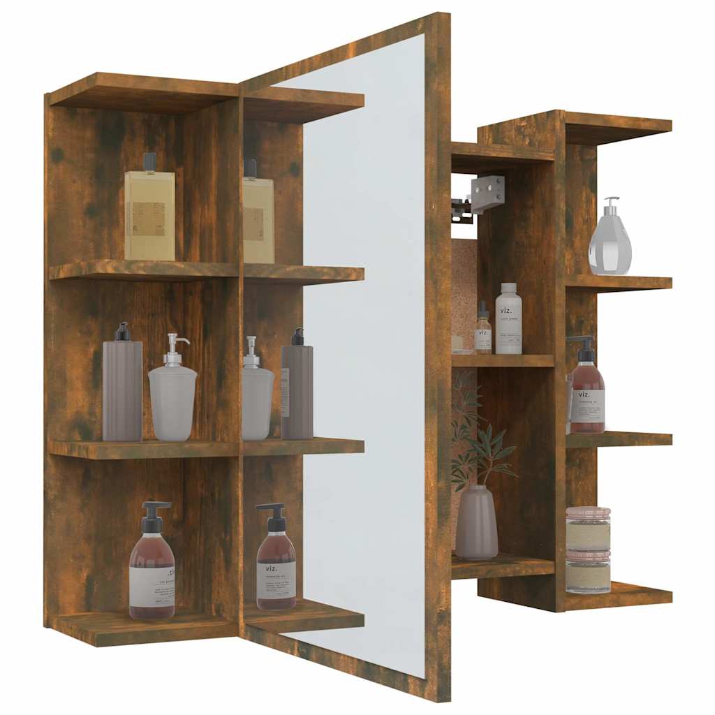Bathroom Mirror Cabinet Smoked Oak 80x20,5x64 cm Engineered Wood
