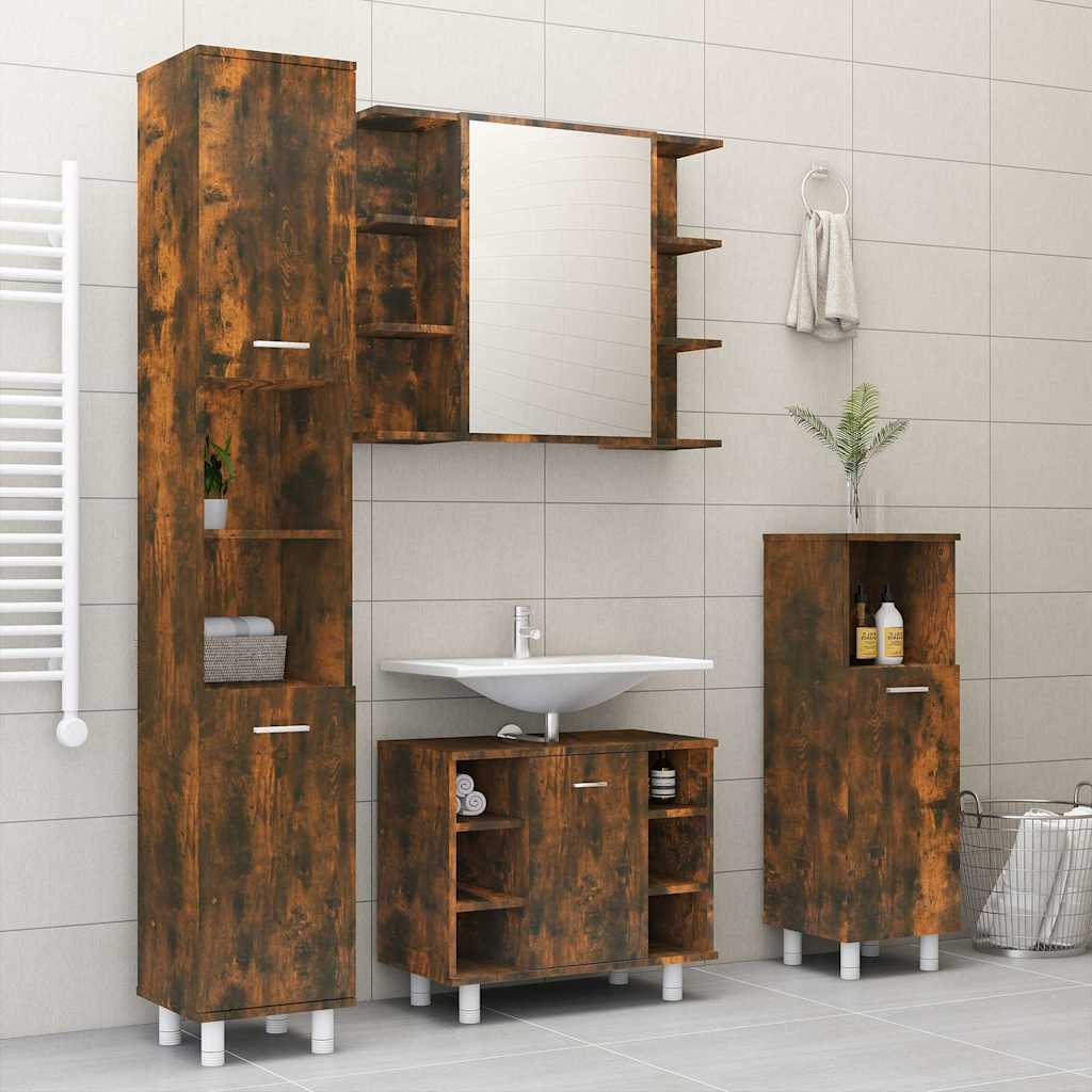 Bathroom Mirror Cabinet Smoked Oak 80x20,5x64 cm Engineered Wood