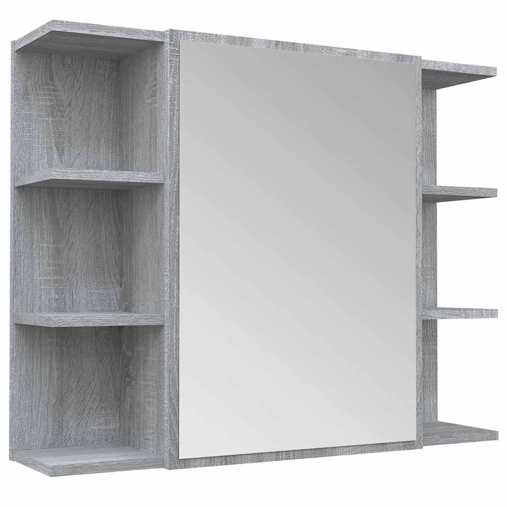 Bathroom Mirror Cabinet Grey Sonoma 80x20,5x64cm Engineered Wood
