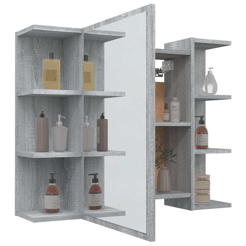 Bathroom Mirror Cabinet Grey Sonoma 80x20,5x64cm Engineered Wood