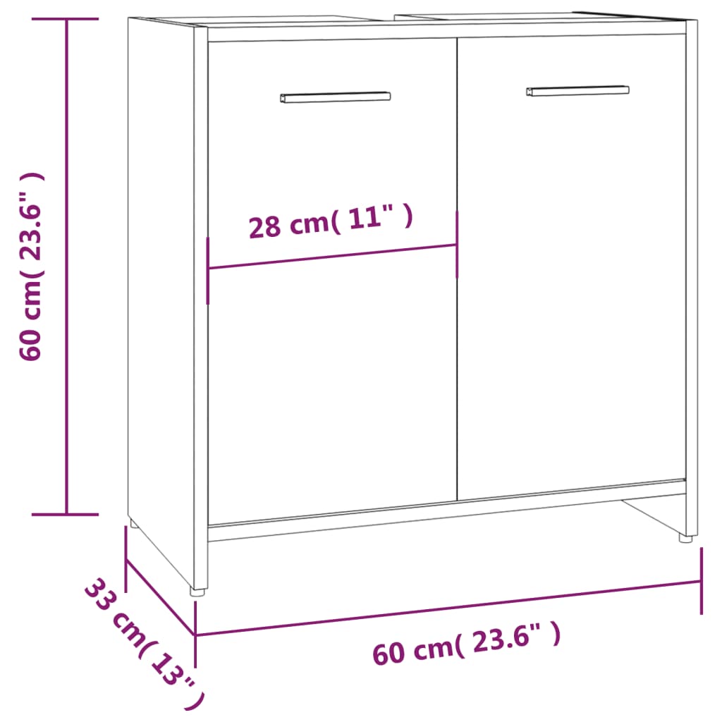 vidaXL Bathroom Cabinet Brown Oak 60x33x60 cm Engineered Wood