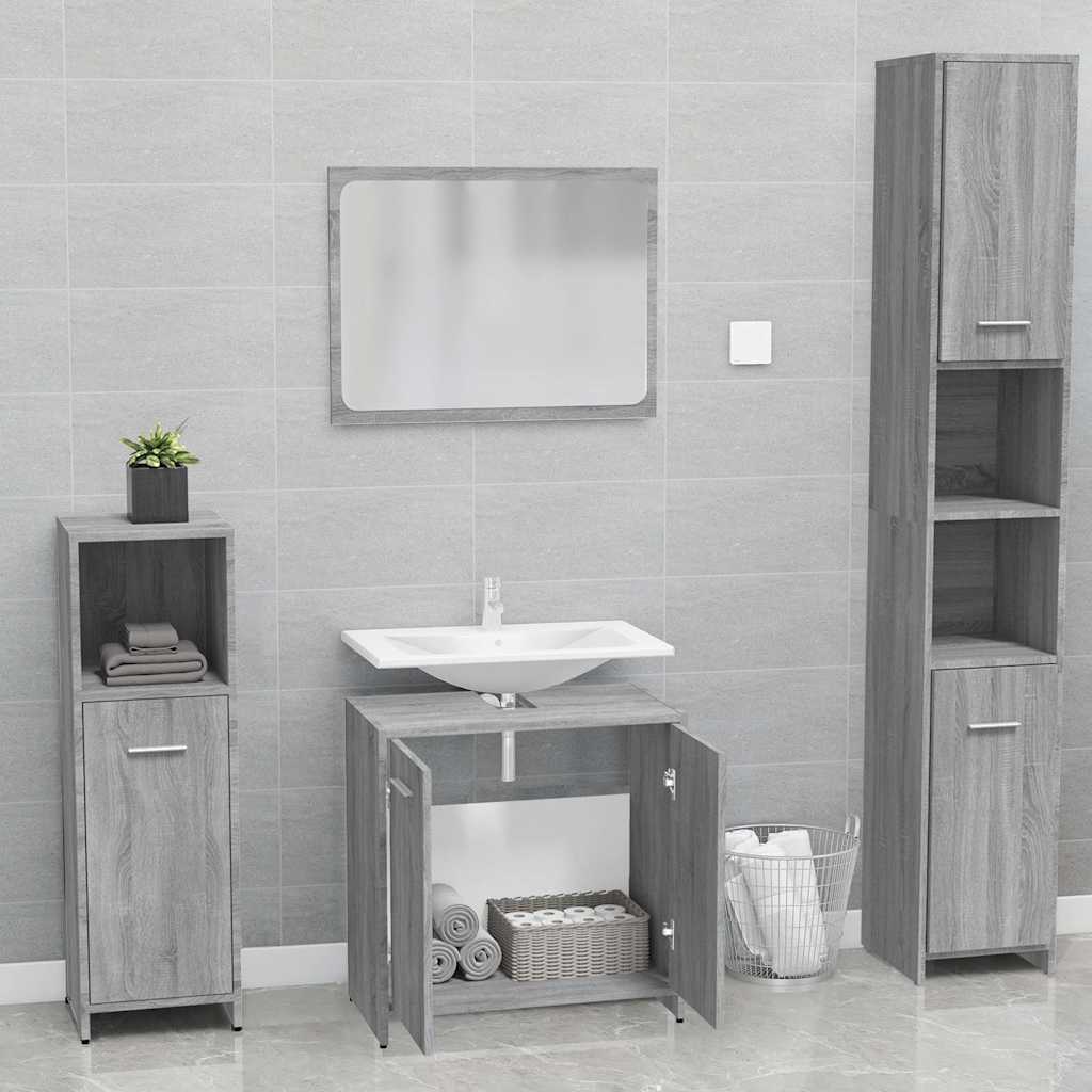 Bathroom Furniture Set Grey Sonoma Engineered Wood