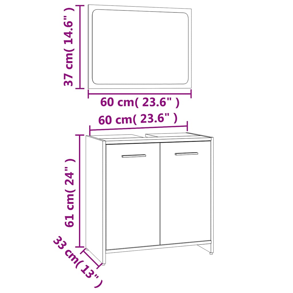 Bathroom Furniture Set Grey Sonoma Engineered Wood