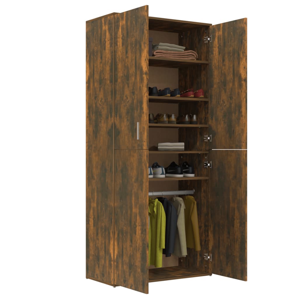 vidaXL Shoe Cabinet Smoked Oak 80x39x178 cm Engineered Wood