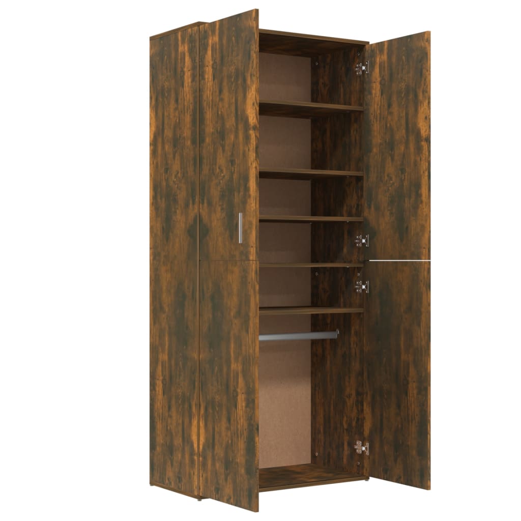 vidaXL Shoe Cabinet Smoked Oak 80x39x178 cm Engineered Wood