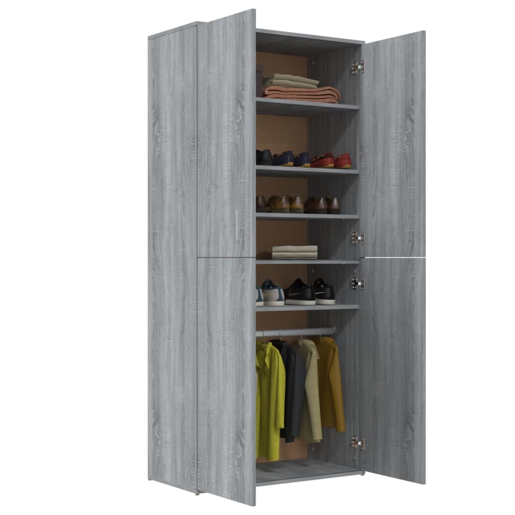 vidaXL Shoe Cabinet Grey Sonoma 80x39x178 cm Engineered Wood