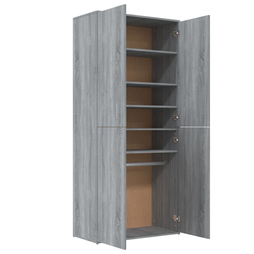 vidaXL Shoe Cabinet Grey Sonoma 80x39x178 cm Engineered Wood