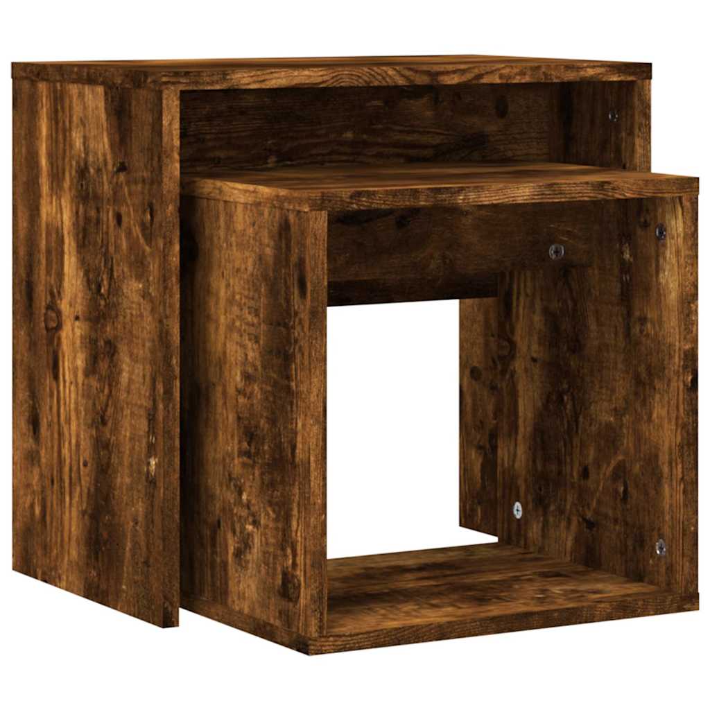 Nesting Coffee Tables 2 pcs Smoked Oak Engineered Wood