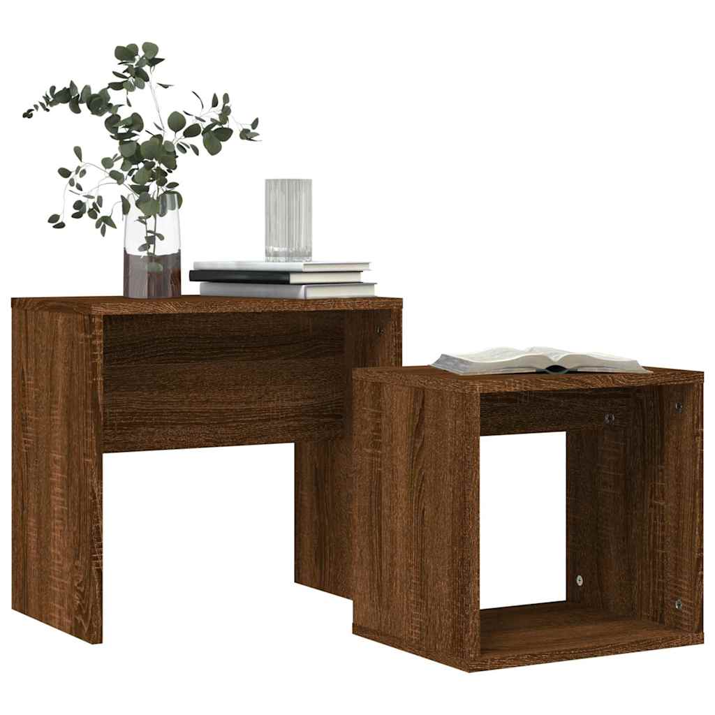 Nesting Coffee Tables 2 pcs Brown Oak Engineered Wood