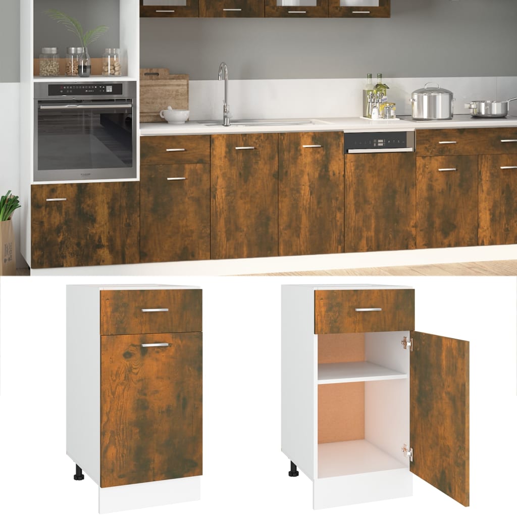 Drawer Bottom Cabinet Lyon Smoked Oak 40x46x81.5 cm Engineered Wood