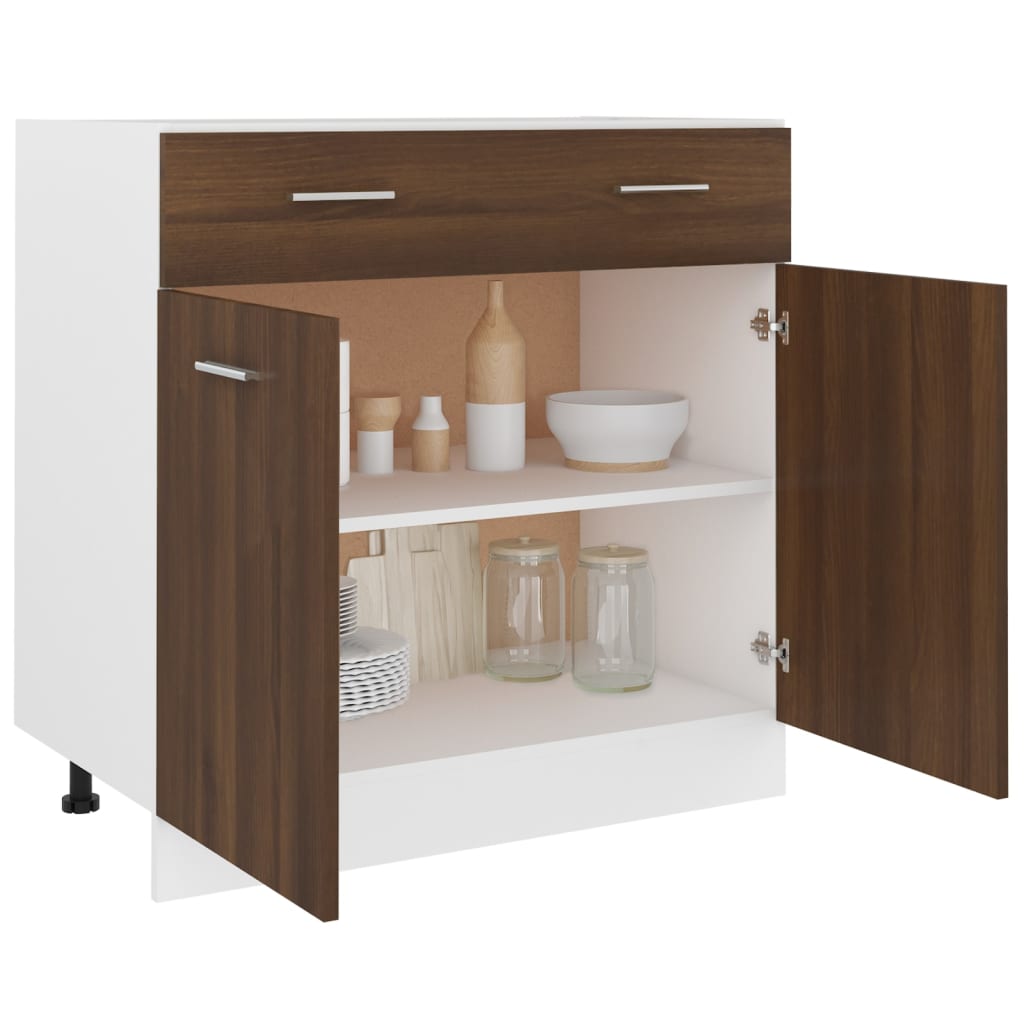 vidaXL Drawer Bottom Cabinet Brown Oak 80x46x81.5 cm Engineered Wood