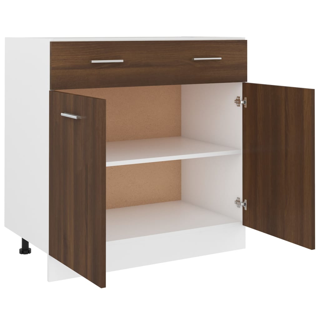 vidaXL Drawer Bottom Cabinet Brown Oak 80x46x81.5 cm Engineered Wood