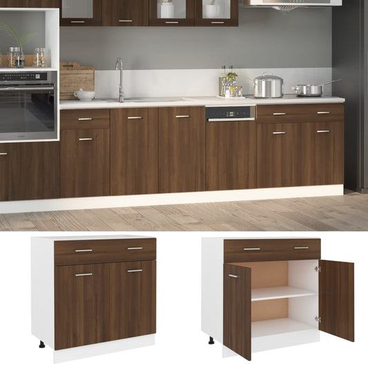 vidaXL Drawer Bottom Cabinet Brown Oak 80x46x81.5 cm Engineered Wood