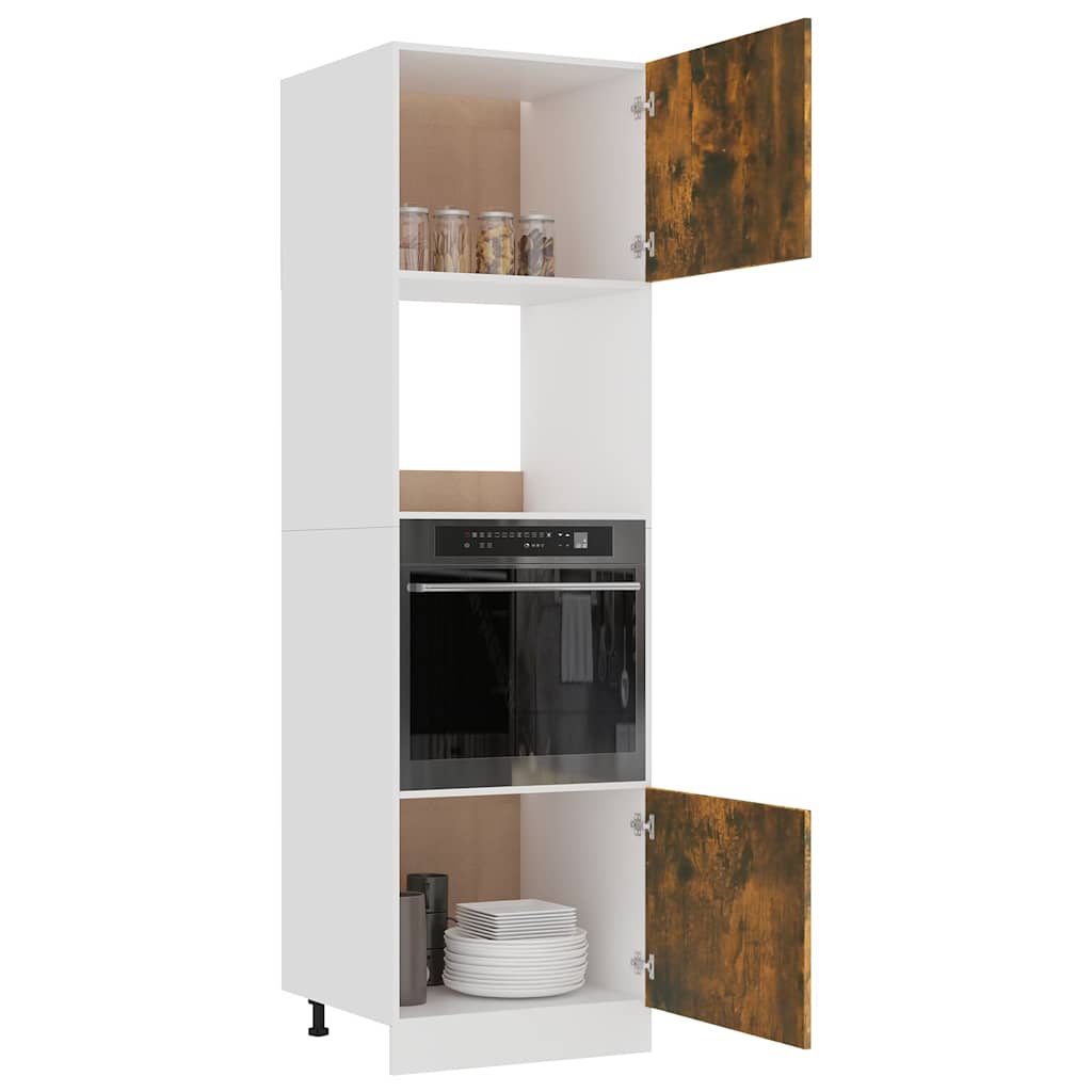 Microwave Cabinet "Lyon" Smoked Oak 60x57x207 cm Engineered Wood