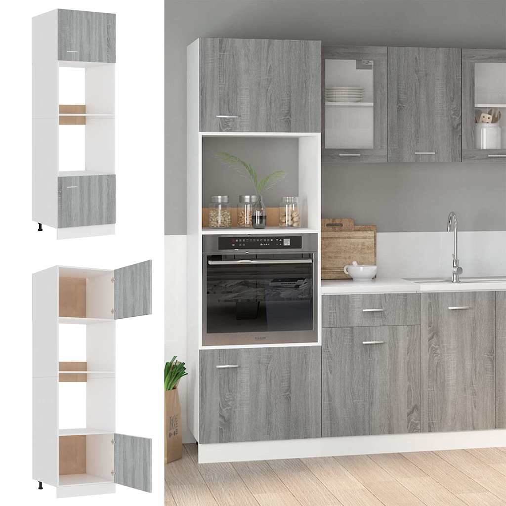 Microwave Cabinet "Lyon" Grey Sonoma 60x57x207 cm Engineered Wood