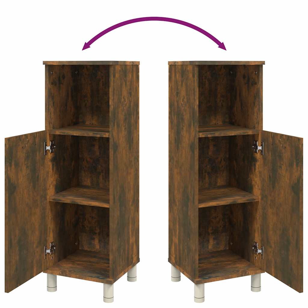 Bathroom Cabinet Smoked Oak 30x30x95 cm Engineered Wood