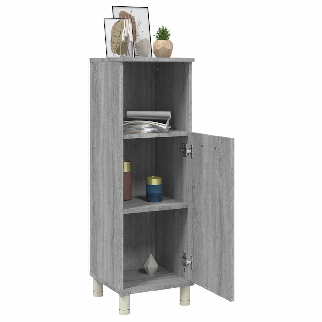 Bathroom Cabinet Grey Sonoma 30x30x95 cm Engineered Wood