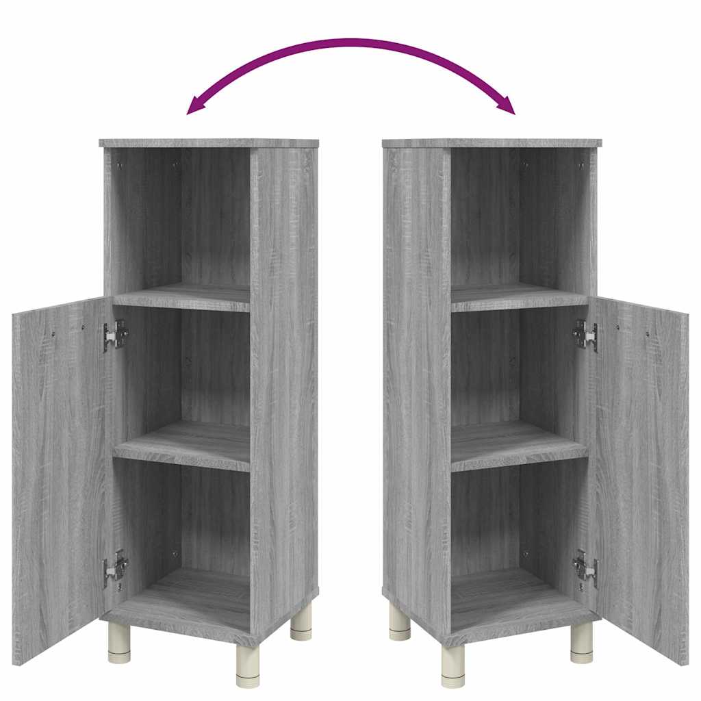 Bathroom Cabinet Grey Sonoma 30x30x95 cm Engineered Wood