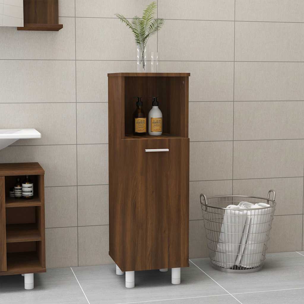 Bathroom Cabinet Brown Oak 30x30x95 cm Engineered Wood