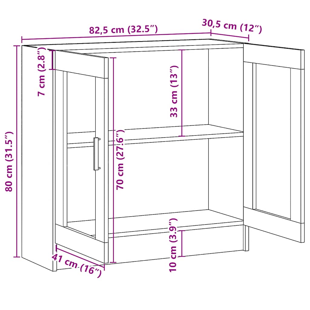 Vitrine Cabinet Smoked Oak 82,5x30,5x80 cm Engineered Wood
