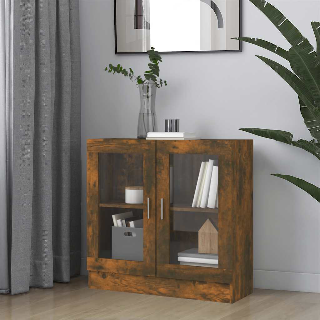 Vitrine Cabinet Smoked Oak 82,5x30,5x80 cm Engineered Wood