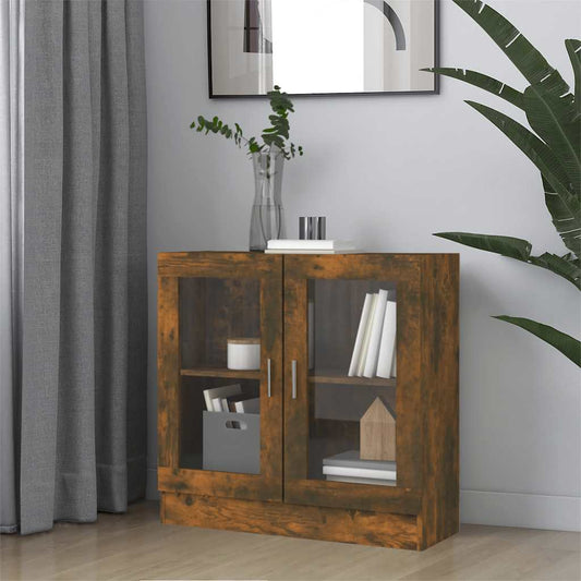 Vitrine Cabinet Smoked Oak 82,5x30,5x80 cm Engineered Wood