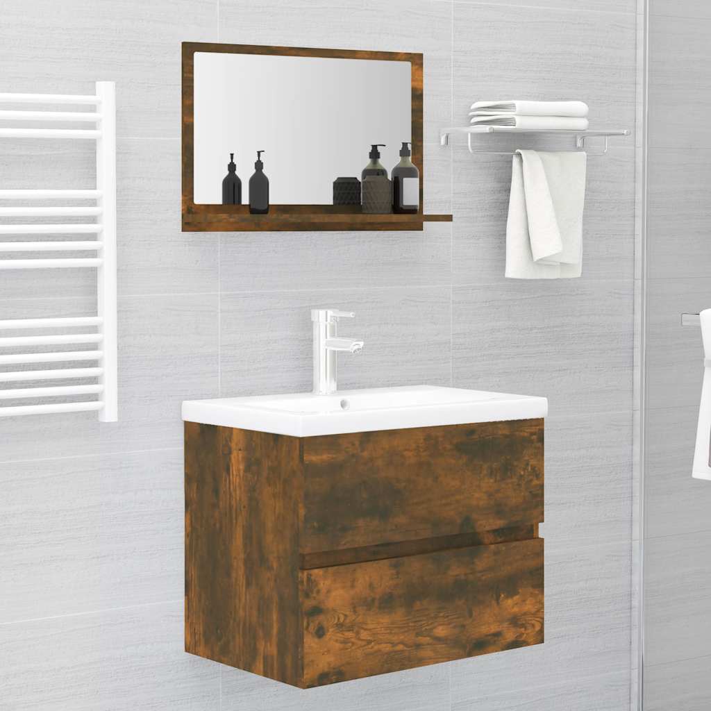 Bathroom Mirror Smoked Oak 60x10,5x37 cm Engineered Wood