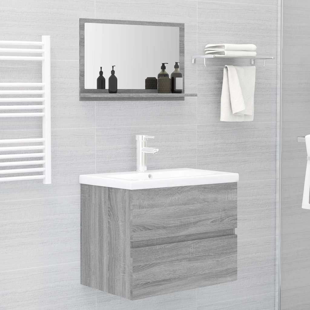Bathroom Mirror Grey Sonoma 60x10,5x37 cm Engineered Wood