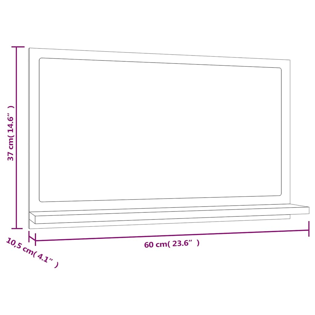 Bathroom Mirror Grey Sonoma 60x10,5x37 cm Engineered Wood