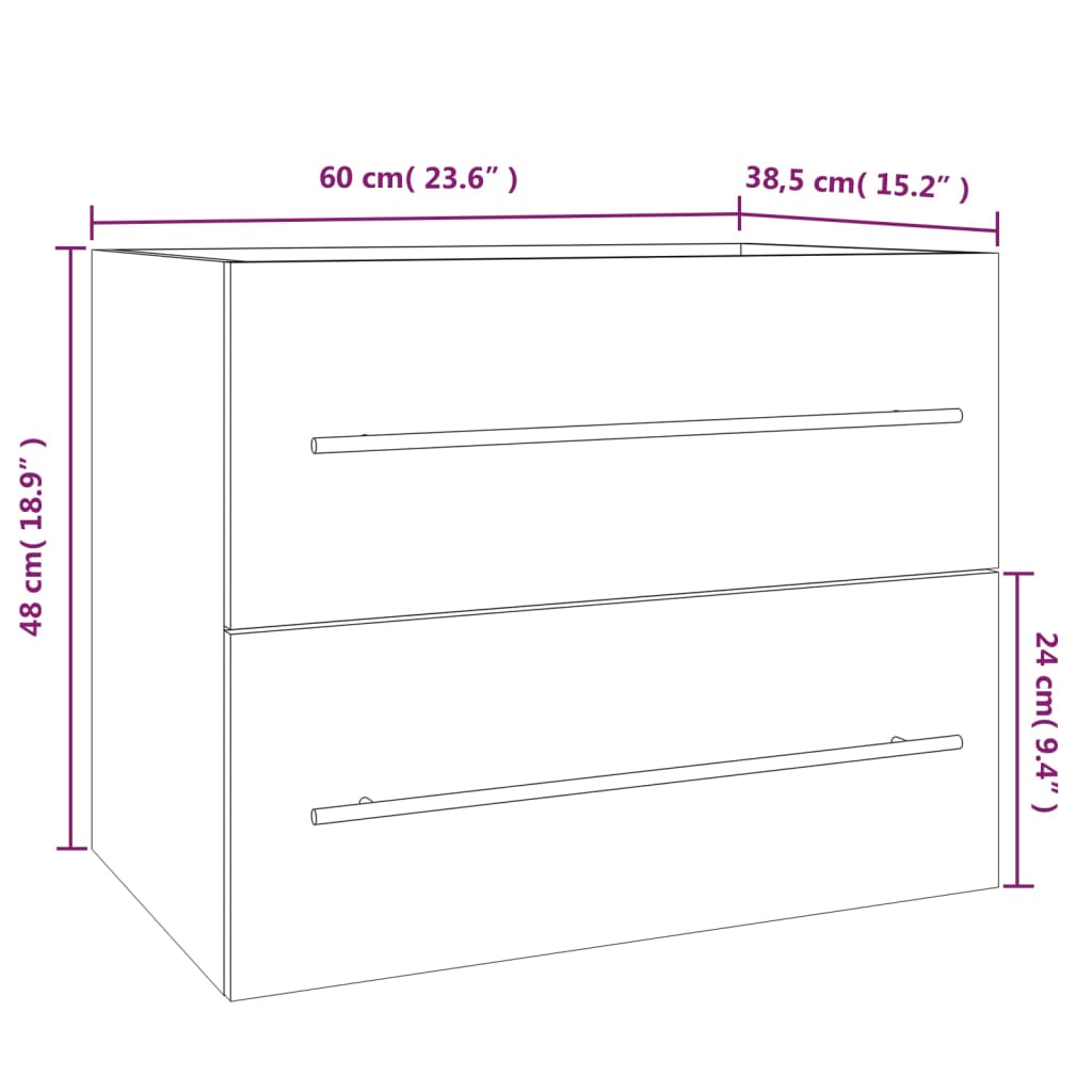 vidaXL Sink Cabinet Smoked Oak 60x38.5x48 cm Engineered Wood