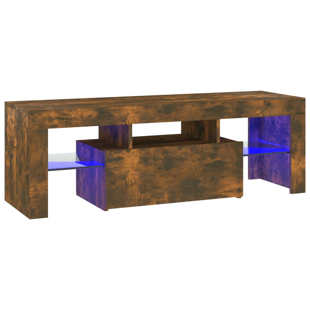 vidaXL TV Cabinet with LED Lights Smoked Oak 120x35x40 cm