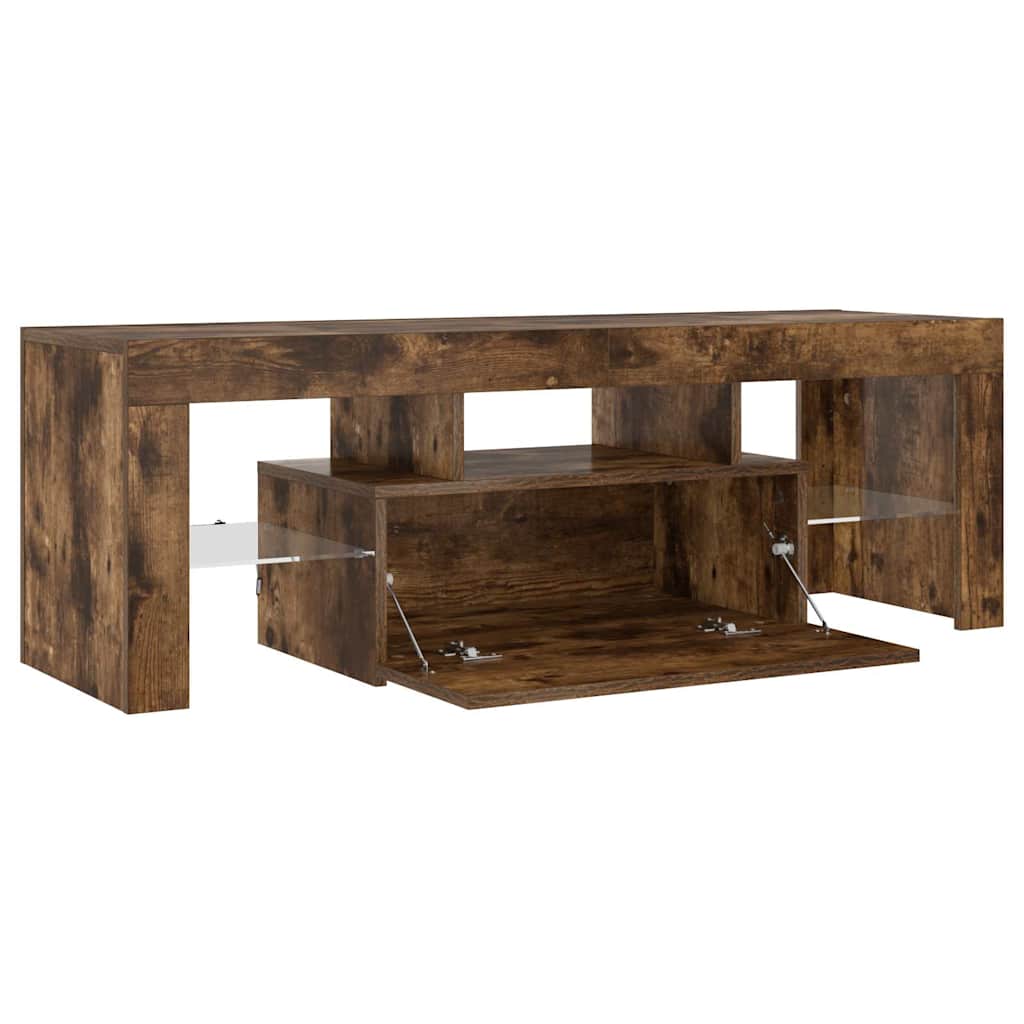 TV Cabinet with LED Lights Smoked Oak 120x35x40 cm