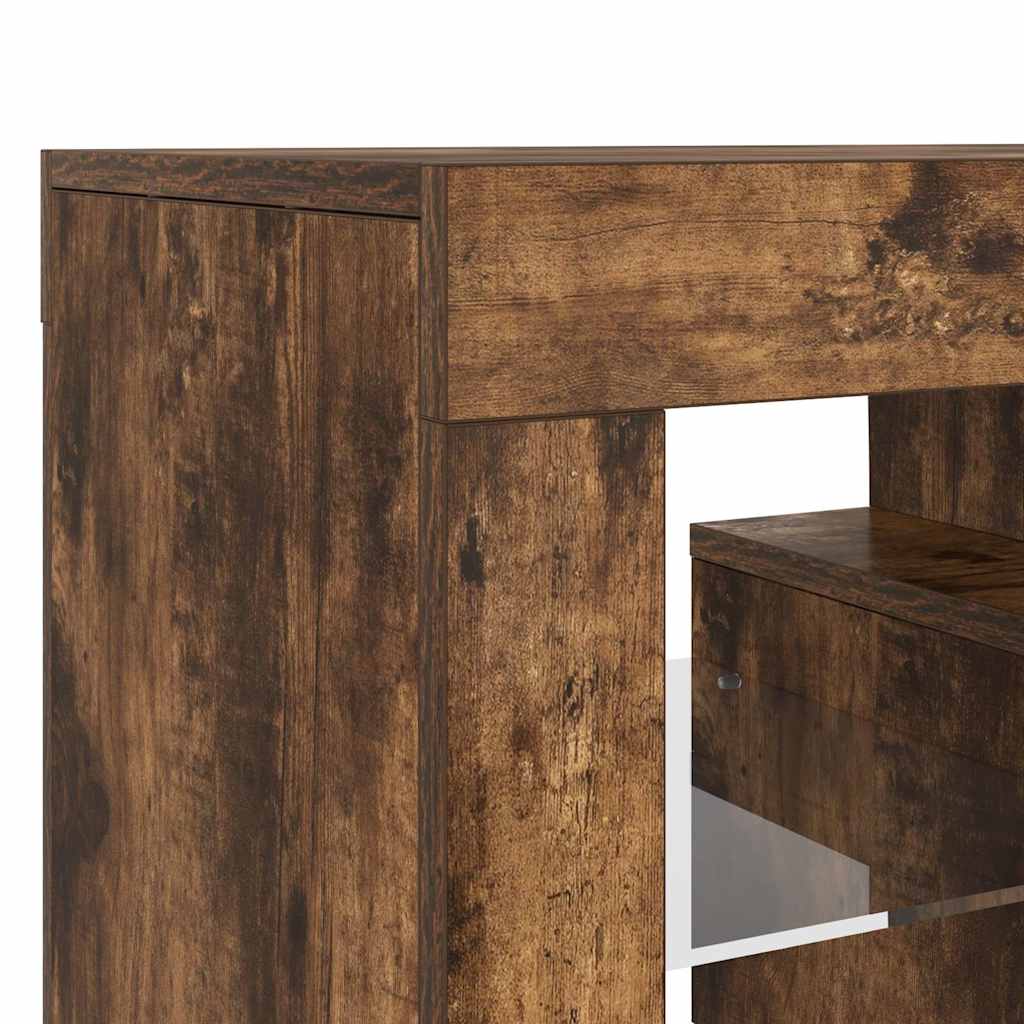 TV Cabinet with LED Lights Smoked Oak 120x35x40 cm