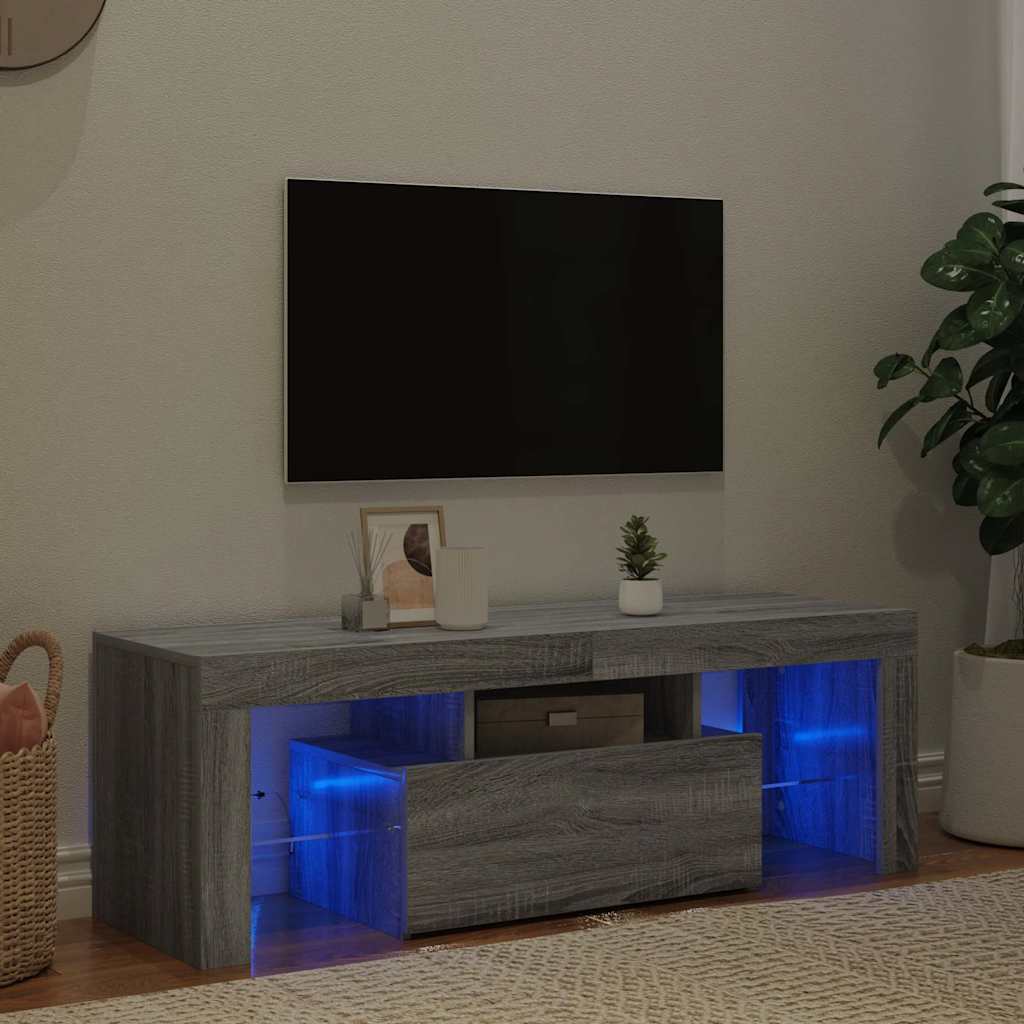 TV Cabinet with LED Lights Grey Sonoma 120x35x40 cm