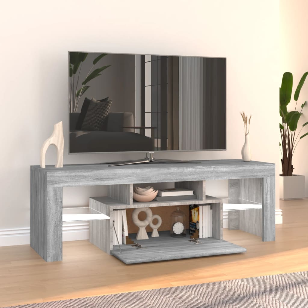 vidaXL TV Cabinet with LED Lights Grey Sonoma 120x35x40 cm