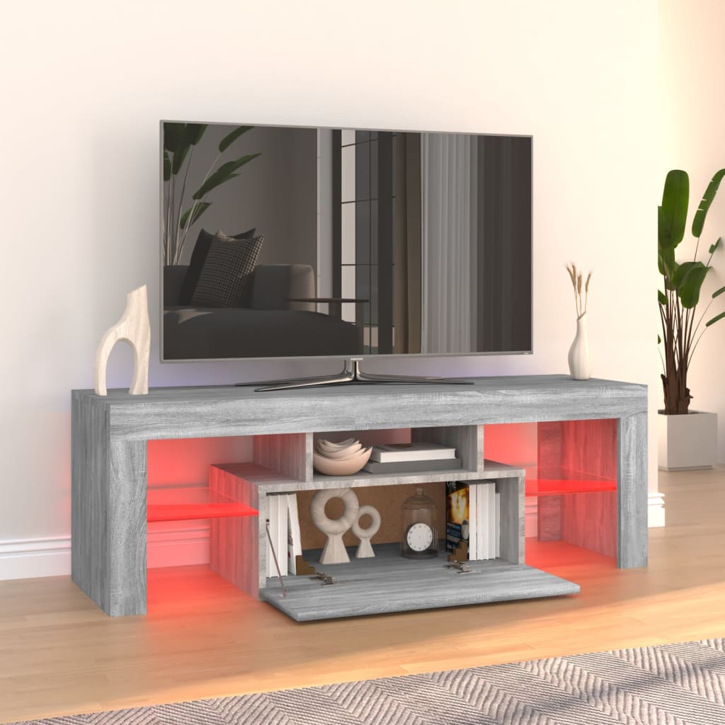 vidaXL TV Cabinet with LED Lights Grey Sonoma 120x35x40 cm