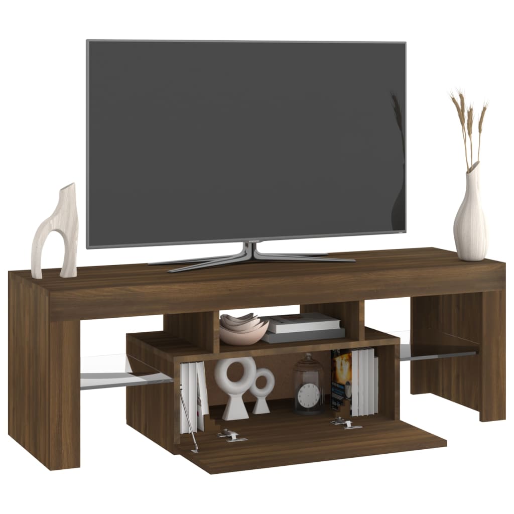 vidaXL TV Cabinet with LED Lights Brown Oak 120x35x40 cm