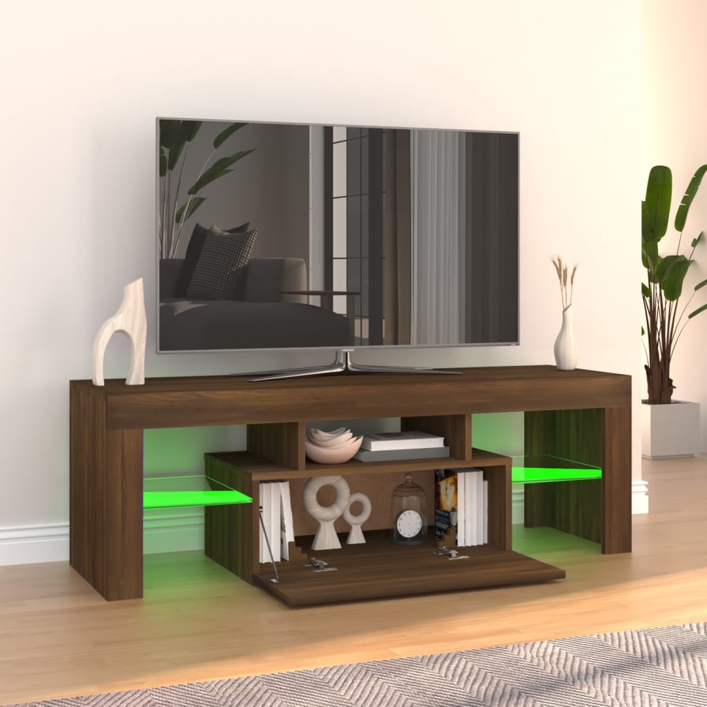 vidaXL TV Cabinet with LED Lights Brown Oak 120x35x40 cm