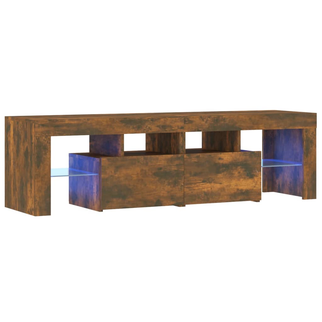 vidaXL TV Cabinet with LED Lights Smoked Oak 140x36.5x40 cm