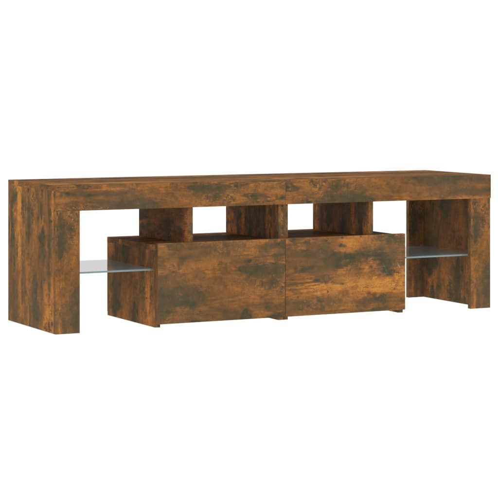 vidaXL TV Cabinet with LED Lights Smoked Oak 140x36.5x40 cm