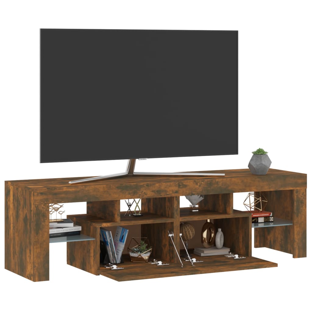 vidaXL TV Cabinet with LED Lights Smoked Oak 140x36.5x40 cm