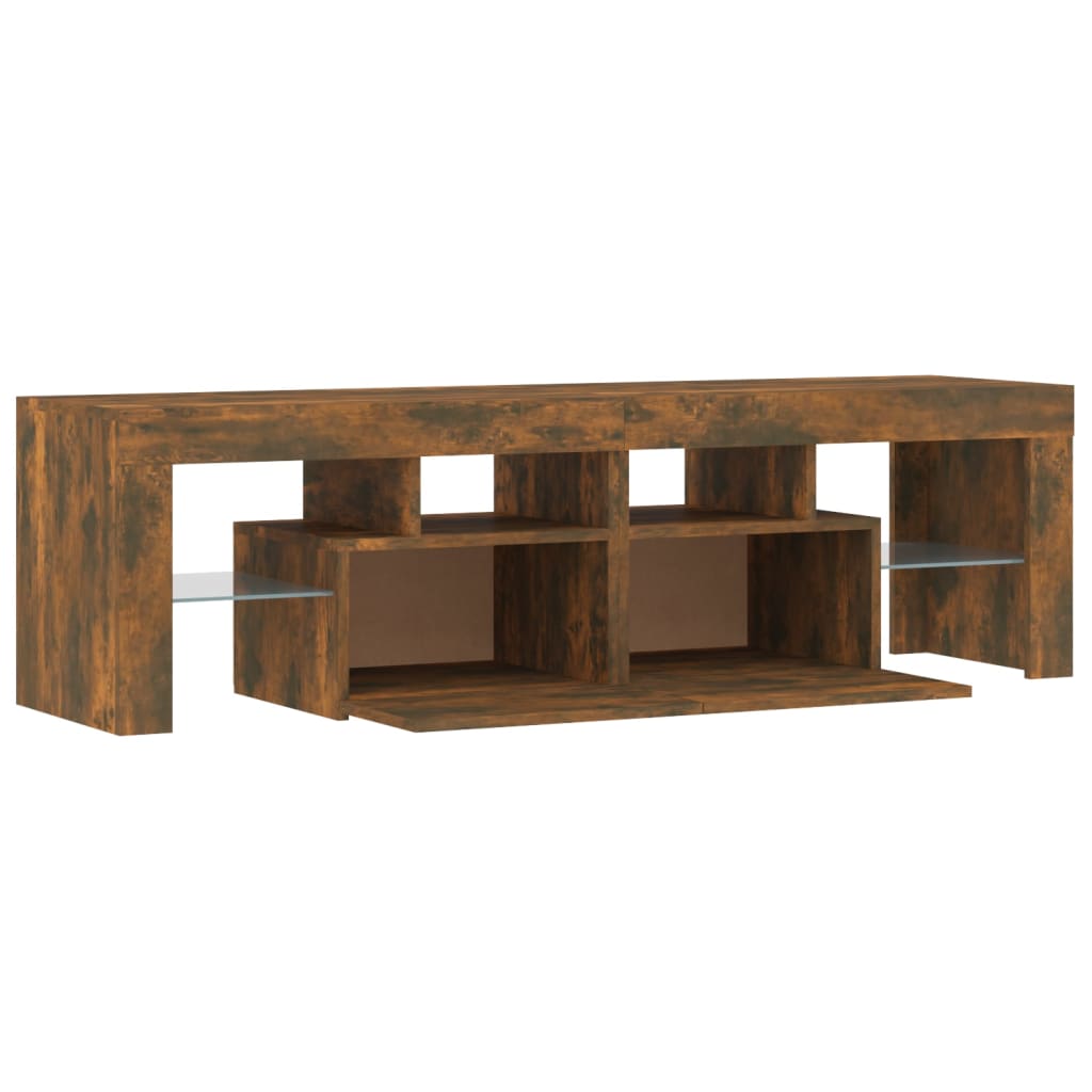 vidaXL TV Cabinet with LED Lights Smoked Oak 140x36.5x40 cm