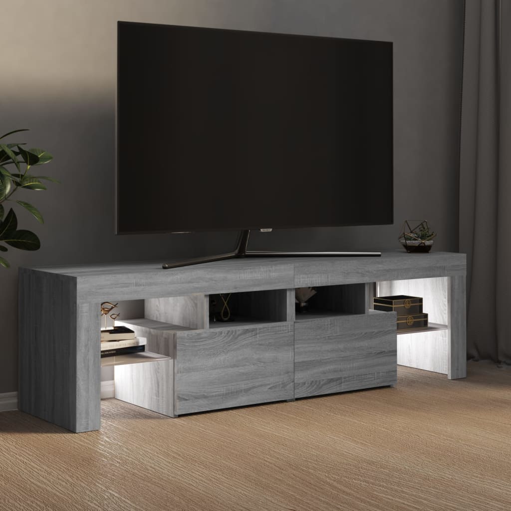 vidaXL TV Cabinet with LED Lights Grey Sonoma 140x36.5x40 cm