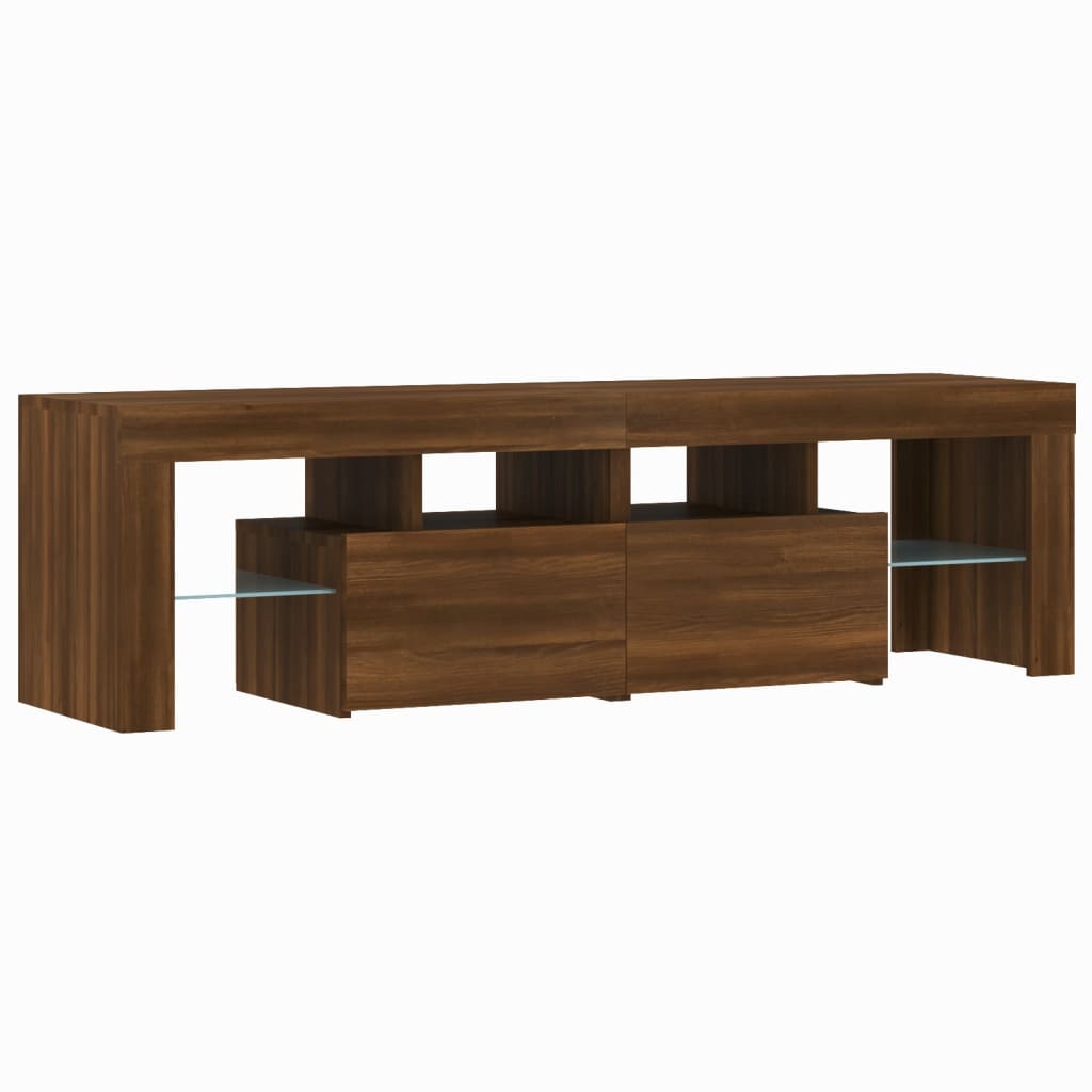 vidaXL TV Cabinet with LED Lights Brown Oak 140x36.5x40 cm